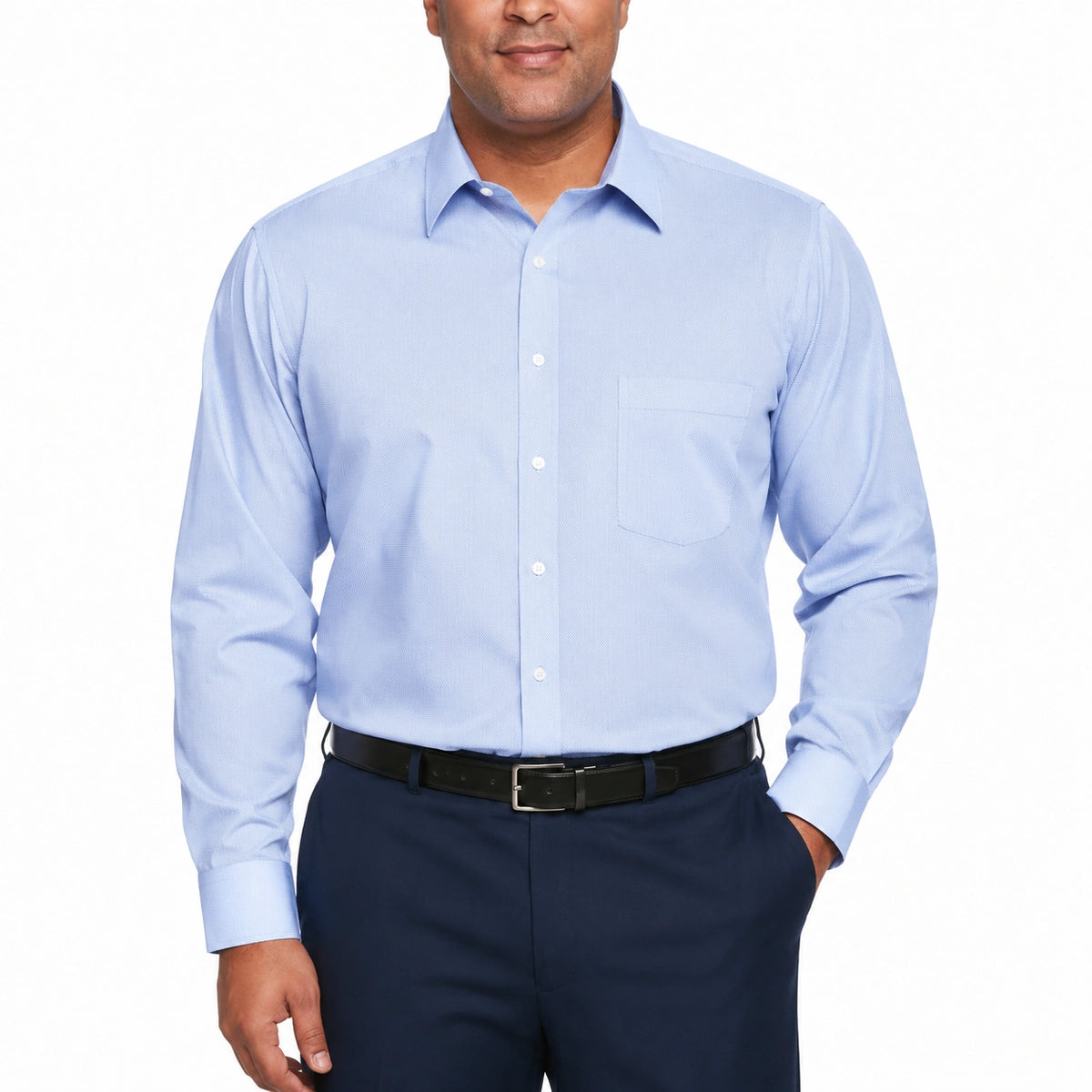 Chemise homme taille M en tissu bleu clair à manches longues pour tenue professionnelle
