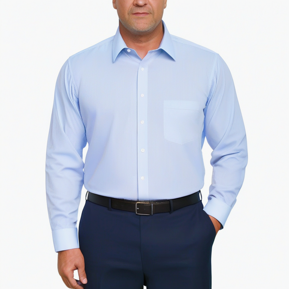 Chemise homme taille M en tissu bleu clair à manches longues pour tenue professionnelle