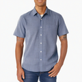 Chemise homme L en tissu tissé bleu à manches courtes style décontracté