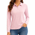 Polo femme taille L rose à manches longues style décontracté