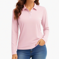 Polo femme taille L rose à manches longues style décontracté