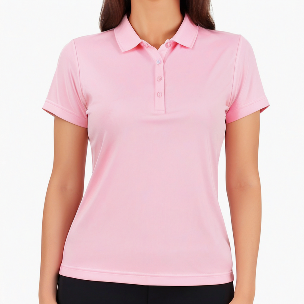 Polo femme taille L rose en tissu synthétique à manches courtes style décontracté