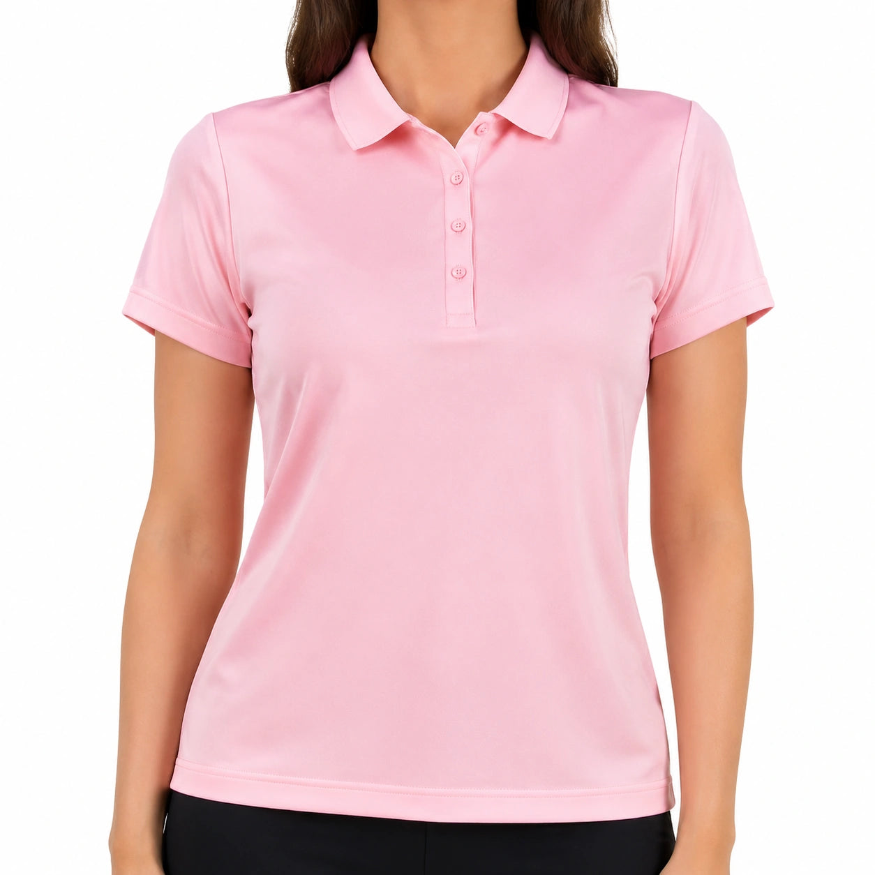 Polo femme taille L rose en tissu synthétique à manches courtes style décontracté