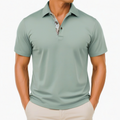 Polo homme M en tissu vert sauge à manches courtes col imprimé décontracté