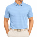 Polo homme M bleu ciel en maille rayée à manches courtes