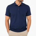 Polo homme taille L en tissu synthétique bleu marine à manches courtes