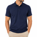 Polo homme taille L en tissu synthétique bleu marine à manches courtes