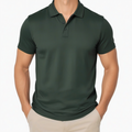 Polo homme L en tissu vert foncé à manches courtes style décontracté