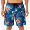 Short de bain homme M bleu marine imprimé floral à cordon de serrage