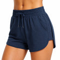 Short femme taille S en tissu bleu marine à taille élastique style décontracté