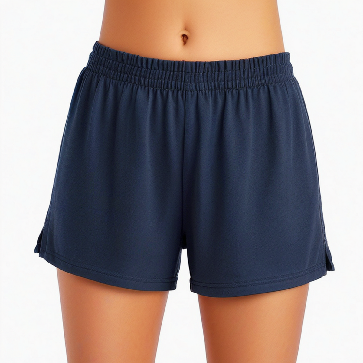 Short de sport femme taille S tissu synthétique bleu marine taille élastique