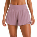 Short de sport femme taille M violet mauve en tissu synthétique avec taille haute et poches zippées