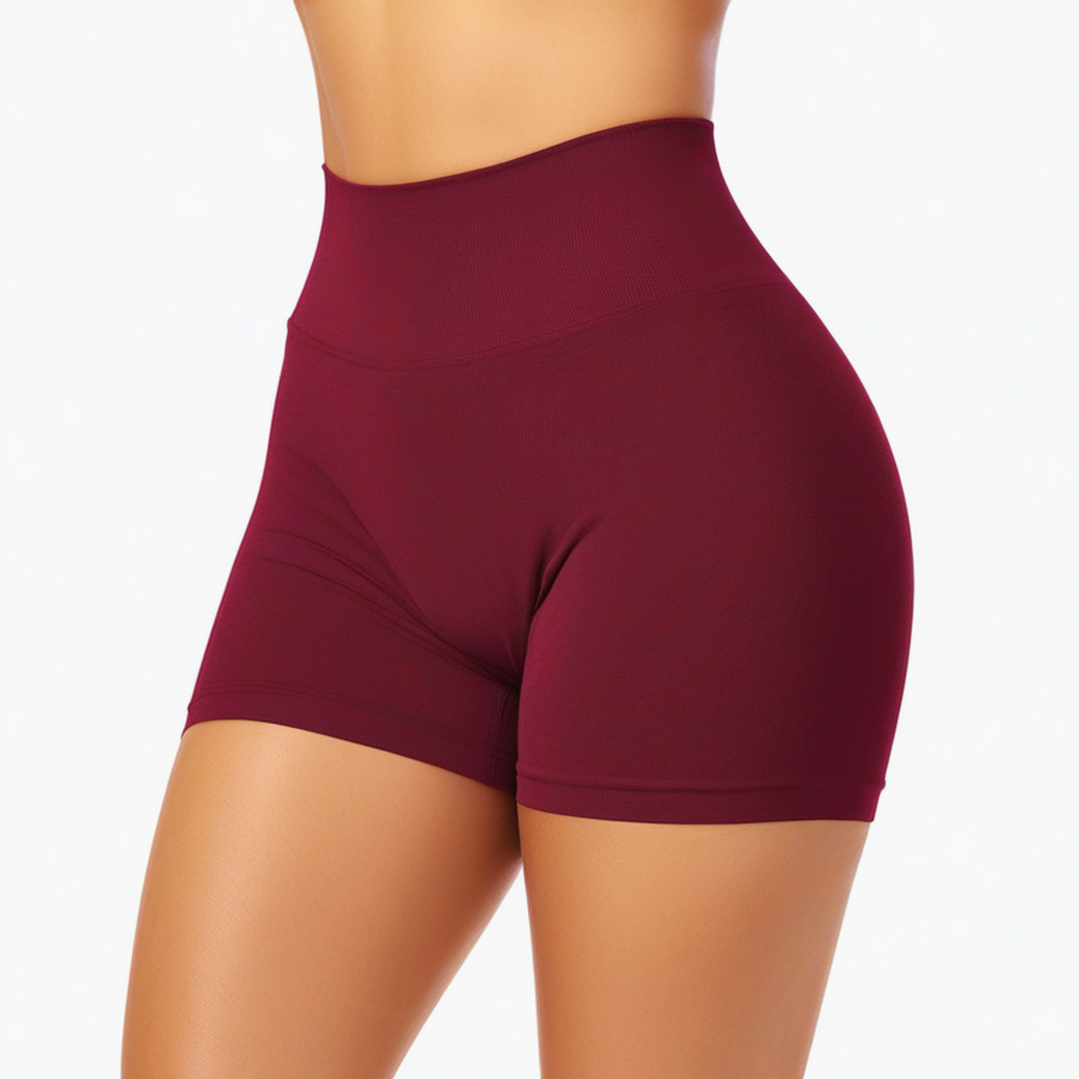 Short cycliste femme M en tissu extensible bordeaux taille haute pour sport