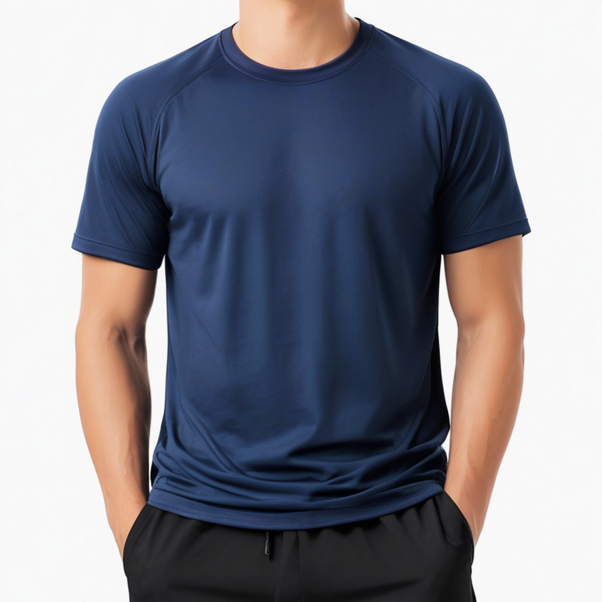T-shirt de sport homme taille M bleu marine à manches courtes respirant