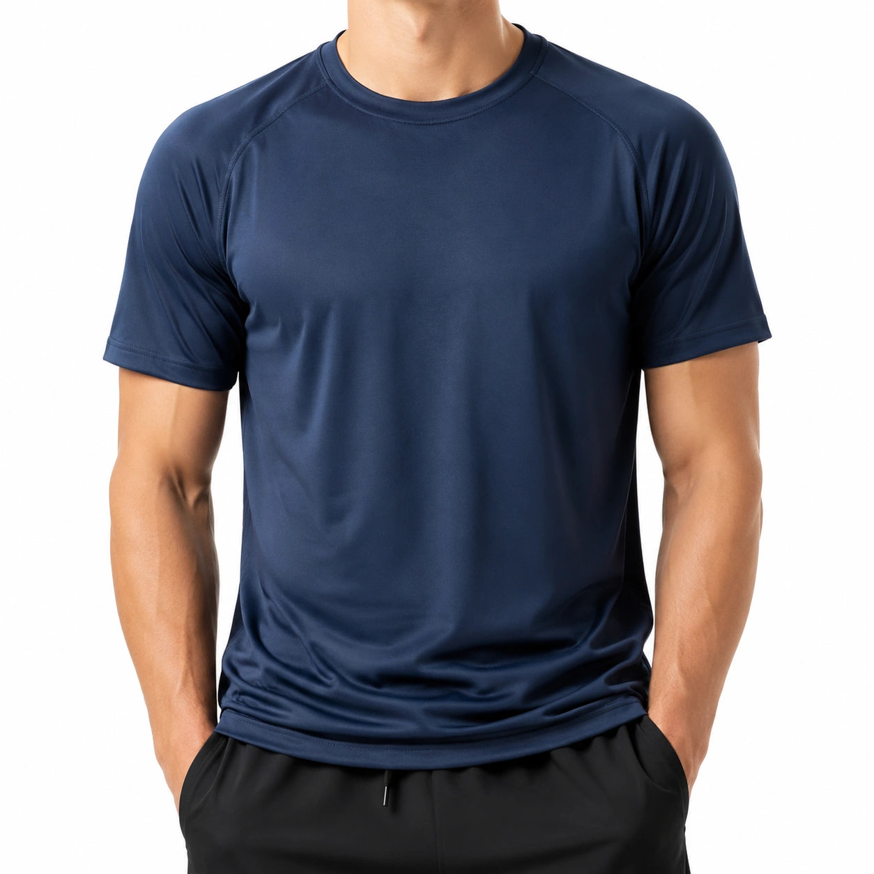 T-shirt de sport homme taille M bleu marine à manches courtes respirant