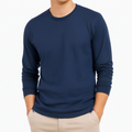 T-shirt homme taille L bleu marine à manches longues col rond style décontracté