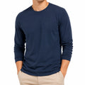 T-shirt homme taille L bleu marine à manches longues col rond style décontracté